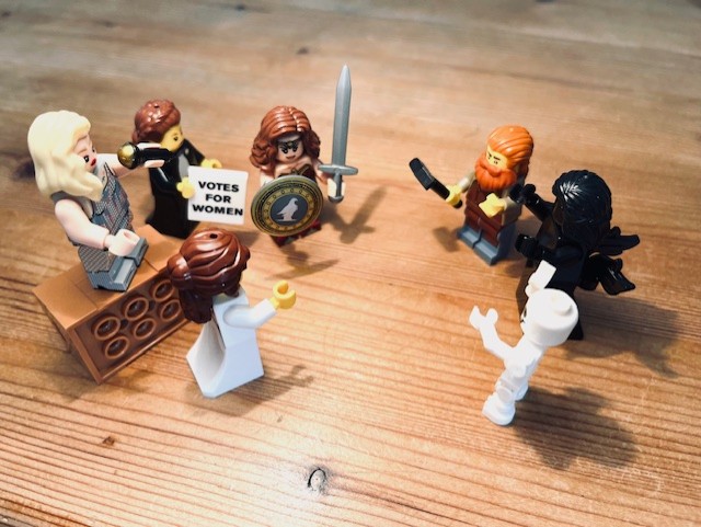 Lego heroes and villians square up to each other